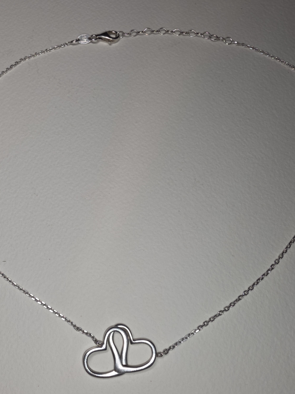 Source Unknown Sterling Silver Double Heart Outline Necklace